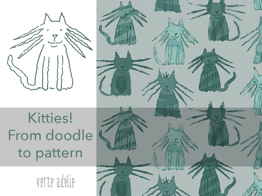 A cat pattern inspired by a one-line doodle