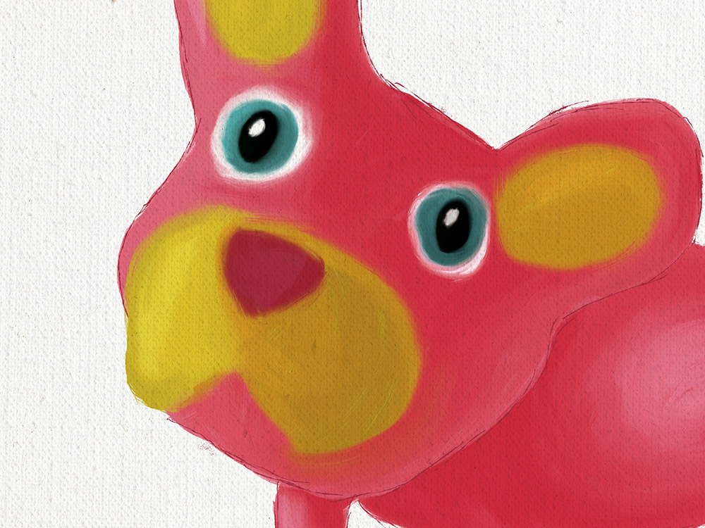 Pink dog oil painting: playing with Photoshop brushes