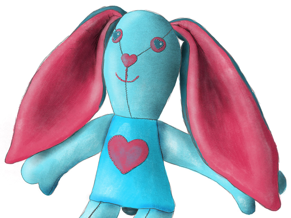 Watercolor and gouache bunny, Photoshop only