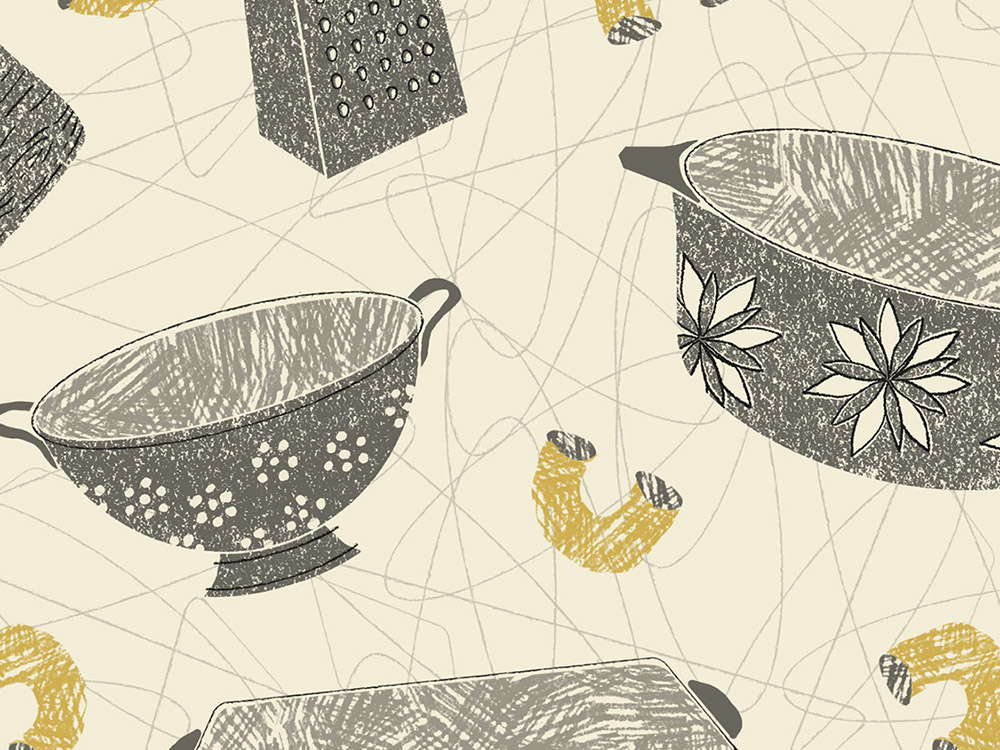 Pasta and Pyrex: a pattern with a minimalist palette